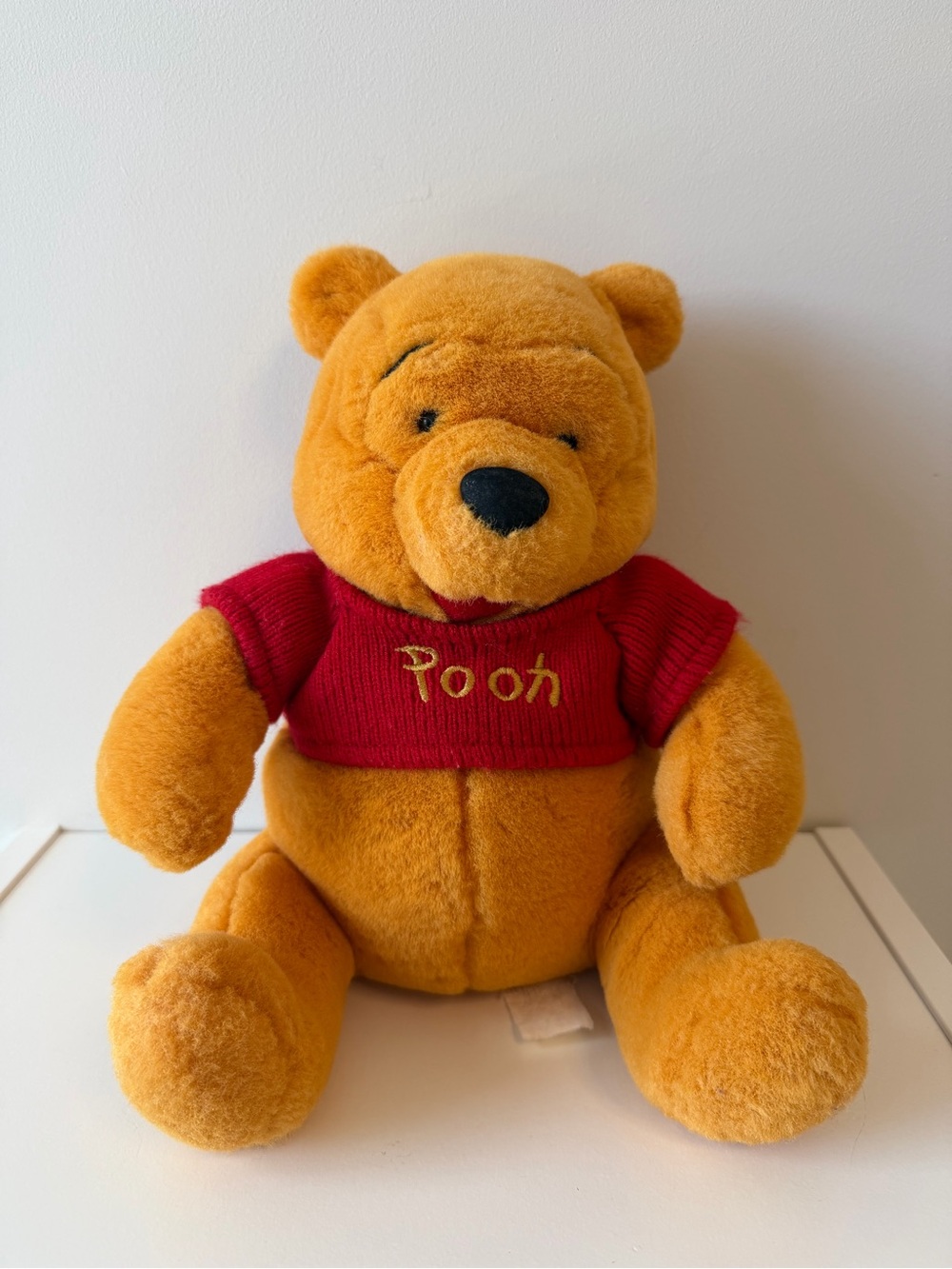 Vintage Disney Winnie the Pooh Plush - Golden Fur with Red Knit Shirt